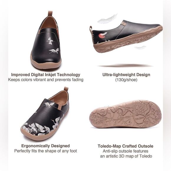 UIN Women's Walking Travel Shoes SlipOn Microfiber Casual Loafers(Crane in Dark) - Picture 6 of 7